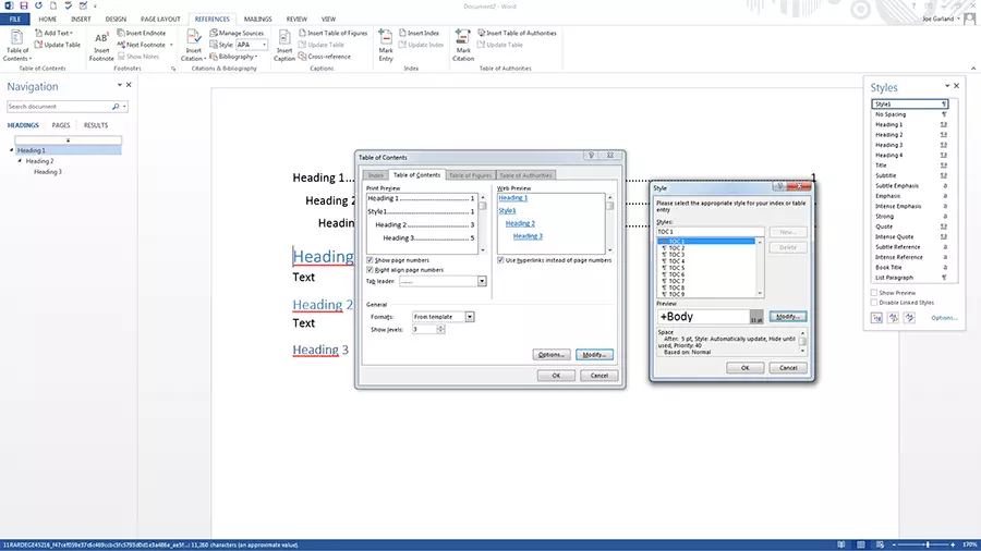 Image: Menu for adjusting the text