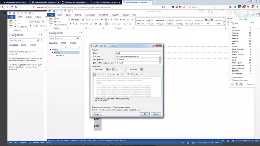 Image: Viewing the “modify style” Menu