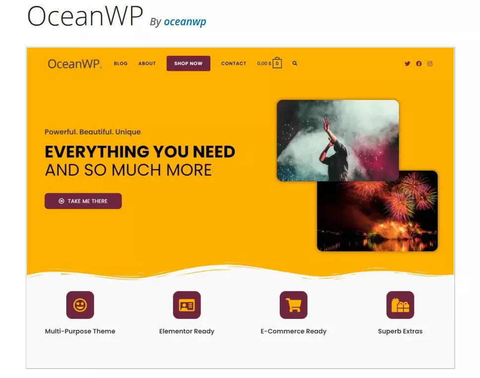 Image: Preview of WordPress theme “OceanWP” on WordPress.org